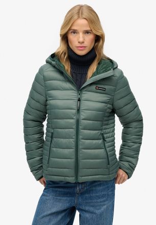 Superdry Steppjacke SUPERDRY HOODED FUJI LITE PADDED JACKET, Damen, Gr. XS, gr&uuml;n (balsam gr&uuml;n), Steppware, Obermaterial: 100% Nylon, unifarben, slim fit, Jacke