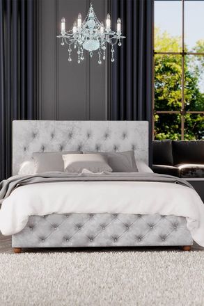 Laurence Llewelyn-Bowen Luna Ottoman Storage Bed in Mirazzi Velvet Fabric, Custom Made in Silver | Size: Super King