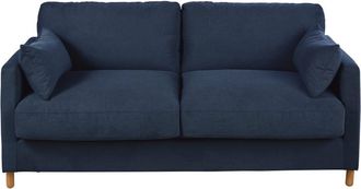 Maisons du monde Sofá cama 3/4 plazas, azul noche, colchón de 10 cm