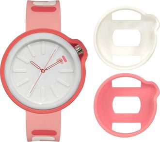 Fila Unisex Volwassen Horloge Filastyle 44 mm WIT & Rood Silicone Hoes Armband Silicone 38-315 - unisex - Horloges - Roze - ONE Size - Accessoires