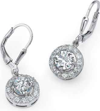 Palm Beach Jewelry 2.51 TCW Round Cubic Zirconia Halo Drop Earrings in.925 Sterling Silver