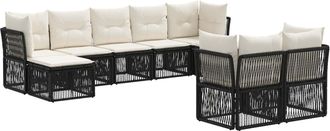 vidaXL Conjunto De Sof&aacute;s De Jard&iacute;n 9 Uds. Negro Rat&aacute;n Sint&eacute;tico Vidaxl
