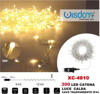 Trade Shop Trade Shop - Catena Luminosa 300 Luci Led Lucciole Luce Calda Cavo Trasparente Ip44 Xc-4810