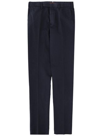 Ermenegildo Zegna Navy Cotton-Linen Flat Front Tailored Pants