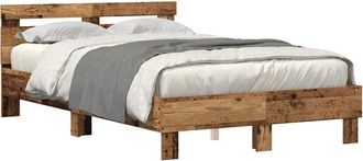 Berkfield Home Modern Engineered Wood Bed Frame Old wood Engineered wood 120 x 190 cm in Brown
