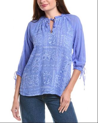 Johnny Was Yiprianne Bonita Blouse In Baja Blue