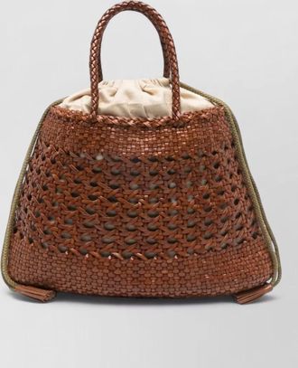 Dragon Diffusion woven bucket bag braided handle tassel