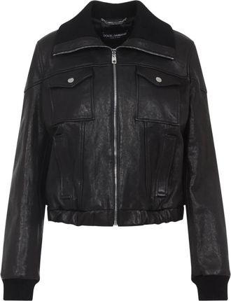 Dolce & Gabbana Stijlvol Leren Jack - Dames - Leren en Su&egrave;de Jassen - Zwart - XS - Jassen