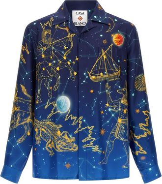Casablanca Blue Relaxed Printed Shirt