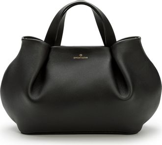 La Portegna Isabela Shoulder Bag Sculpted From Full Grain Leather in Black at Nordstrom
