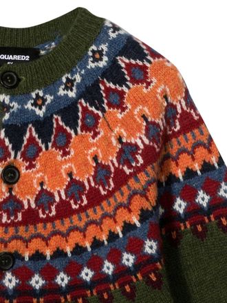 Dsquared2 Virgin Wool Button-Front Cardigan - Multicolor
