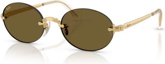 Ray-Ban RB392900173 Oval Rimless Sunglasses - Gold