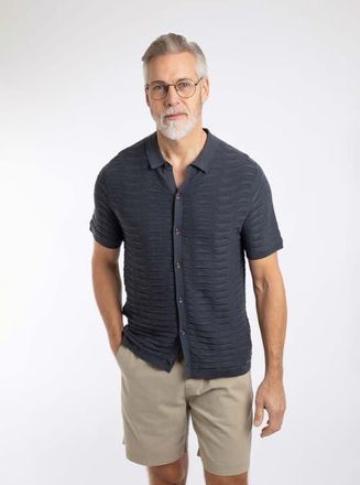 Weird Fish Tod Short Sleeve Knitted Polo Shirt in Navy at Nordstrom, Size Xxx-Large