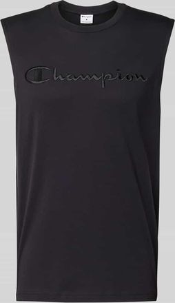Champion Top mit Label-Stitching und Rundhalsausschnitt in Black, Gr&ouml;&szlig;e XXL