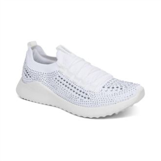 Aetrex Womens Carly Arch Support Sneakers In White Sparkle