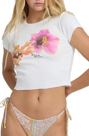 Billabong Cool Girls Only Floral Cotton Graphic Baby Tee in Salt Crystal at Nordstrom, Size X-Small