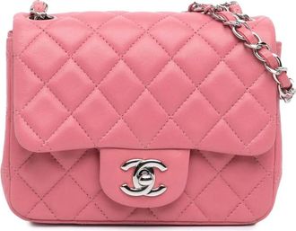 Chanel 2013-2014 Mini Square Classic Lambskin Single Flap crossbody bag - Pink