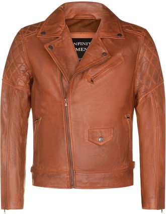 Infinity Leather Mens Cross Zip Leather Biker Jacket - Gibraltar