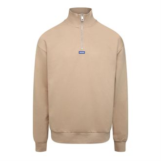 HUGO BOSS Hugo Neeler herensweatshirt met kwartrits in beige