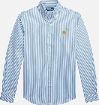 Polo Ralph Lauren Mens Polo Ralph Lauren Poplin Stripe Classic Fit Crest Shirt 001 Blue - Size: 38/Regular