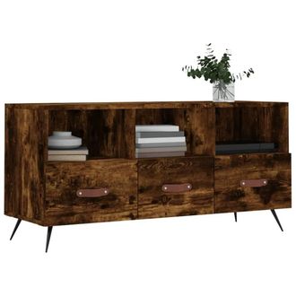Berkfield Home TV Cabinet Smoked Oak 102x36x50 cm Engineered Wood in Brown | Size: 102 x 36 x 50 cm