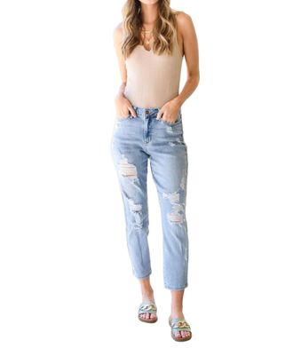 Judy Blue Florence High Waist Destroyed Boyfriend Jean In Light Denim