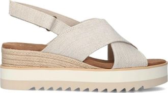 Toms Beige Crossover Sandalen voor Vrouwen - Dames - Sleehakken - Beige - 41 EU - Katoen - Schoenen