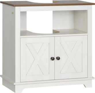 Kleankin Mueble Bajo Fregadero Con 2 Puertas Y Estante Abierto, Fabricado En Aglomerado, 60 X 30 X 60 Cm