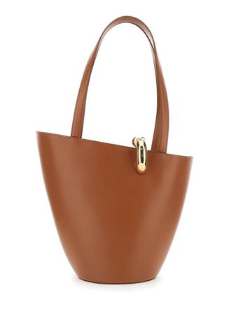 Jacquemus Le Bambola Moyen Brown Shopper With Asymmetric Design And Logo On The Front In Leather Woman