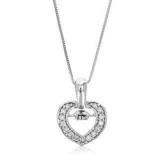Vir Jewels 1/10 cttw Lab Grown Diamond Heart Pendant Necklace in Sterling Silver with Chain For Women
