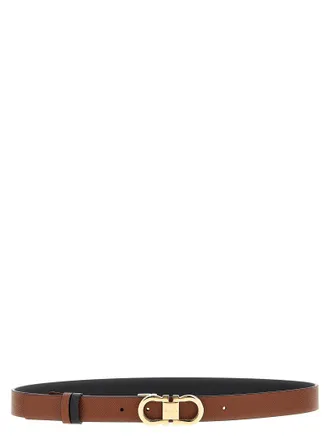 Ferragamo Reversible Hammered Leather Belt - Black