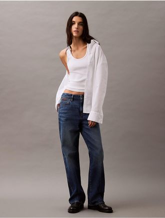 Calvin Klein Womens 90s Straight Jeans - Blue - 28W x RL