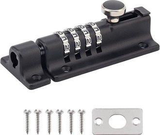 OEM Cerradura De Combinaci&oacute;n, Con 4 D&iacute;gitos, Aleaci&oacute;n De Zinc, Negra, 12,24,8 Cm, Cerradura Deslizante, Cerradura De Pestillo, Cobertizos