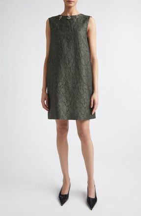 Max Mara Sleeveless Jacquard Shift Dress in Dark Green at Nordstrom, Size 12