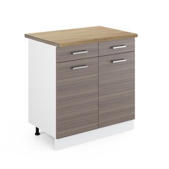 Vicco Mueble Bajo De Cocina R-line, Gris, 80 Cm, Et Roble