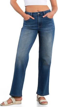 HINT OF BLU Cuffed Mid Rise Boyfriend Jeans in Atlas Blue at Nordstrom, Size 28