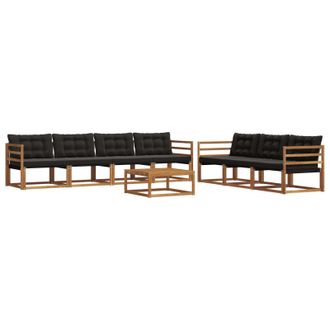 vidaXL Conjunto De Sof&aacute;s De Exterior Con Coj&iacute;n 8 Pcs Natural Y Negro Vidaxl