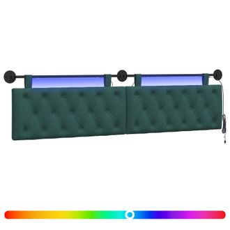 vidaXL Cabecero Colgante Con Luz Led Verde Oscuro Tela Vidaxl