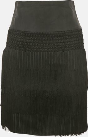 Emporio Armani Black Silk Blend Fringed Mini Skirt