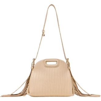 Maje Stitched leather mini Miss M bag in Cream at Nordstrom, Size Medium