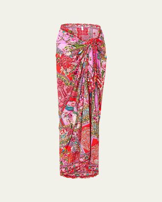 Camilla Heirloom Empire Multi Wear Long Sarong Coverup with Frill Edges