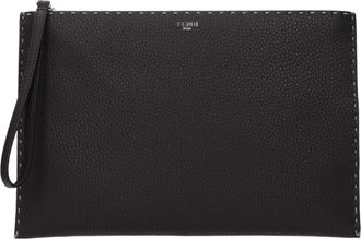 Fendi Pochette Herrens Leder Braun/Ebenholz