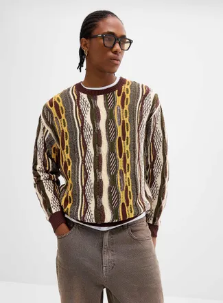 Djab Mens Oversized mixed-knit sweater