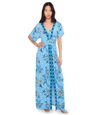 Lilly Pulitzer Lauralai Maxi Dress Womens Bellevue Blue Breakers Beach GBO3870