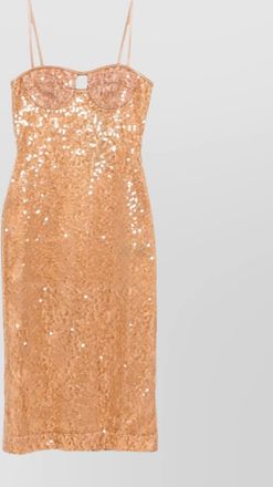 DAVID KOMA midi sequin dress featuring shoulder straps