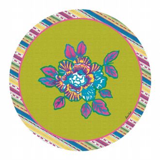 Lisa Corti English Rose Placemat - Set Of 2 In Acid Green
