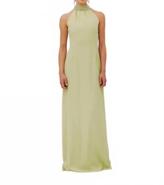 Catherine Regehr Gemmed T Neck Sheath With London Skirt In Pale Green