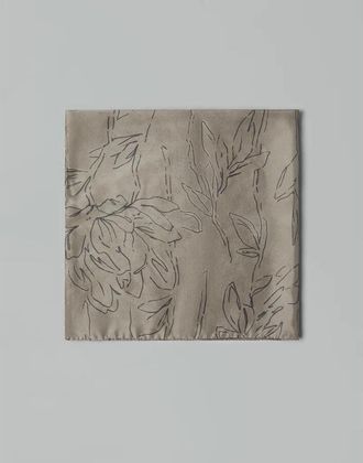 Brunello Cucinelli Khaki Silk Floral Neck Wrap