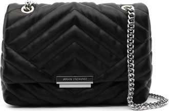 A|X Armani Exchange logo-plaque quilted shoulder-bag - women - Polyester/Polyurethane - One Size - Black
