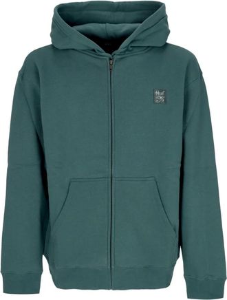 HUF Volledige rits hoodie Pine lange mouw - Heren - Vesten met rits - Groen - XL - Katoen - Hoodies & sweatvesten